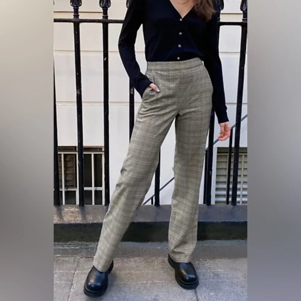 Babaton Aritzia Plaid IVY high waisted trousers pants Sz 0